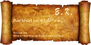 Barthalis Klára névjegykártya